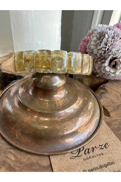 Yellow Lepidolite Natural Stone Rolex Cut Bracelet
