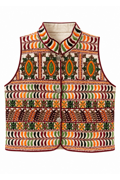Imported Hand Embroidered Linen Suzani Vest