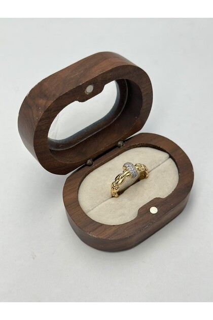 Double Color Zircon Stone Detailed Adjustable Ring (Steel)