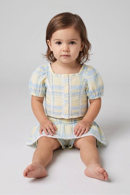 Toddlers Girl 2 Pieces Plaid Top And Skort Set, Multicolor