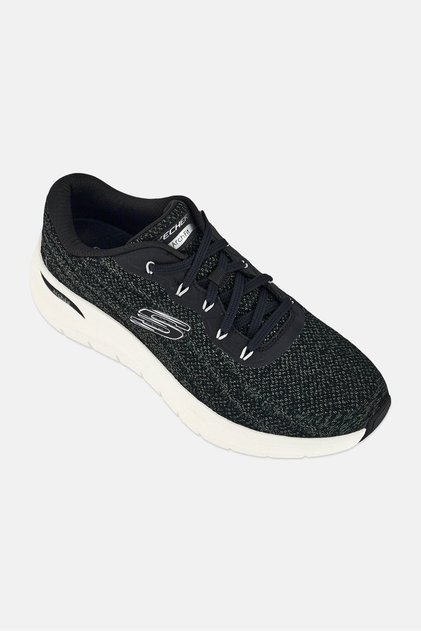 Men Arch Fit Road Wave Lace Up Walking Shoes, Black