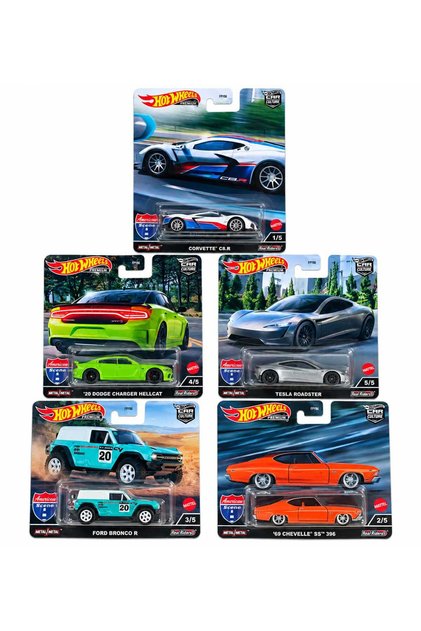 American Scene 5’li Set Real Riders Metal/Metal Corvette Dodge Tesla Ford