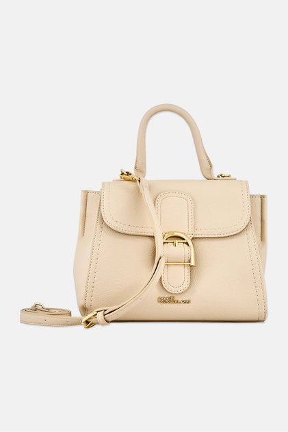 Women Brand Logo Handbag, Light Beige