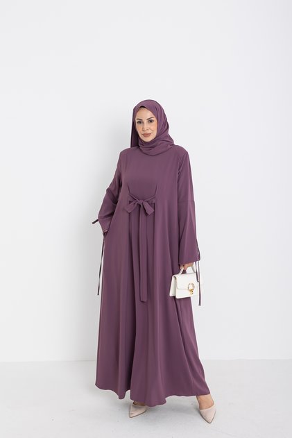 Kevser Kuşaklı Dubai Elbise Gülkurusu 9091