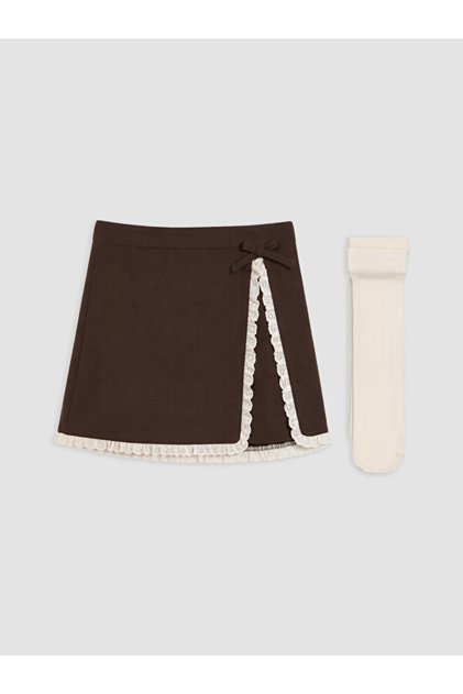 I Girls' Lace Detailed Skirt and Pantyhose from Freezen Store