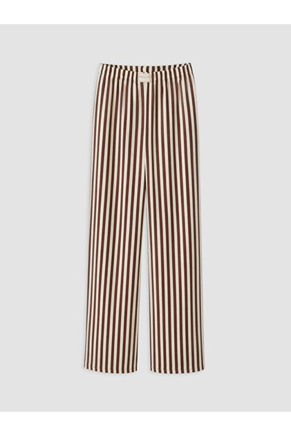 UZG STORE'Den Stil Sahiplerine Beli Kordonlu Çizgili Kadın Pijama Altı