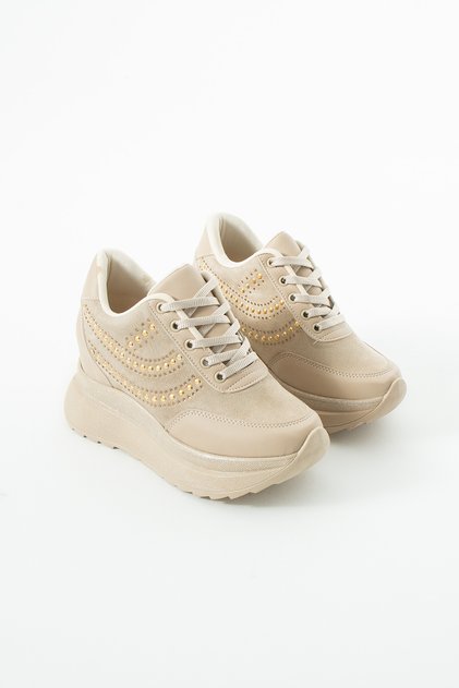 Mdln 952 Stripe Stone Detailed Hidden Heel Sports Shoes