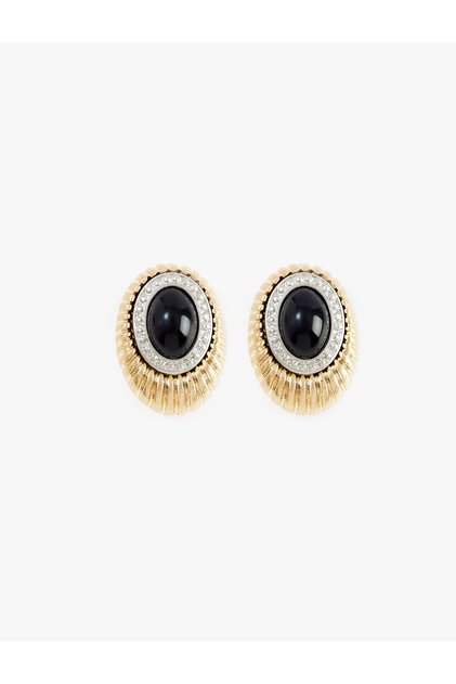 Textured Stone Oval Earrings