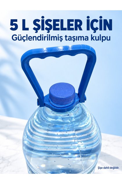 5 L Şişe Taşıma Kulpu – 2 Farklı Boy Halka, El Kesmez Güçlendirilmiş Tasarım, Mavi