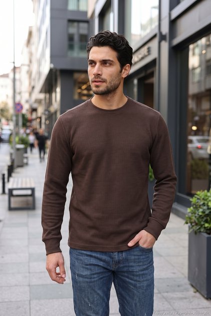 Pamuklu Bisiklet Yaka Normal Kalıp Basic Sweat Erkek SWEAT 5905073