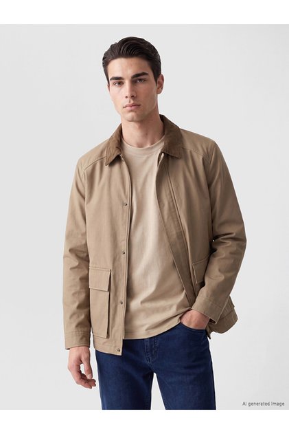 Standard Fit Contrast Roba Collar Men's Coat for Style Enthusiasts from Uzg Store