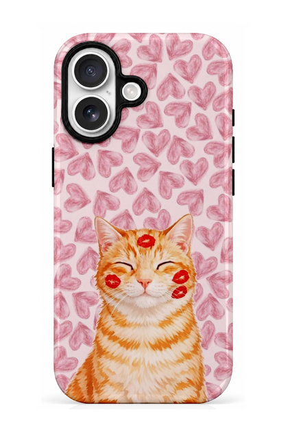 iPhone 16 Plus Compatible - Love Cat Sarman, Double Layer Cover, Glossy Surface Protective Case
