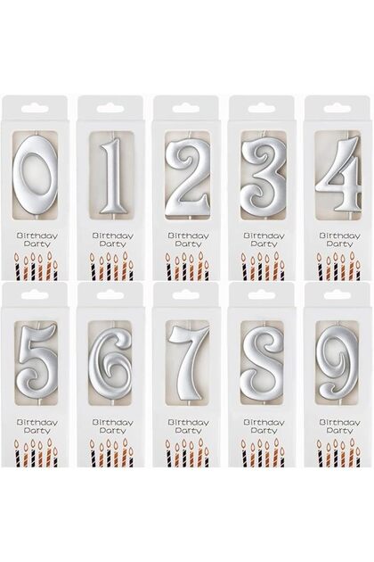 10Pcs 0-9 Silver Number Birthday Candles, Birthday Digital Candle Baking Dessert, Cake Party