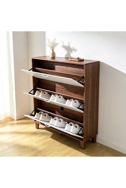 Hidden Shoe Cabinet,Flip Drawer Shoe Cabinet,Shoe Cabinet flip Drawers,Shoe Cabinet Storage for entryway,Rustic Brown,for Entryway, Bedroom, Living Room, Apartment,for Boots, Slippers.
