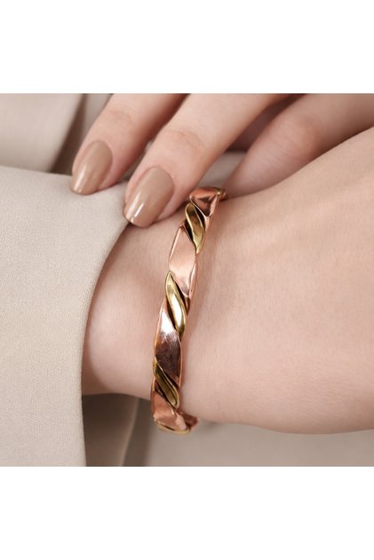Copper Bracelet Spiral Model Adjustable Size Pure Copper and Brass