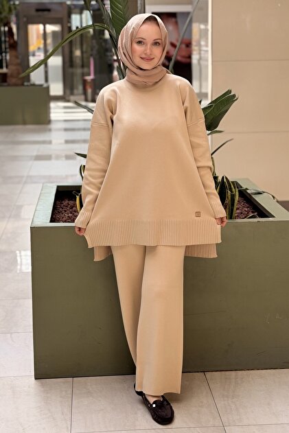 Basic Knitwear Tunic Trousers Set