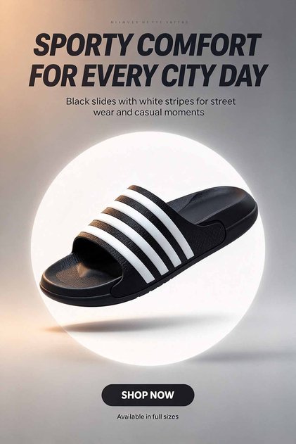 Men's Sport Slides – Three Stripe Wide Strap with Thick Footbed & Soft Footbed – Easy Step-In & Casual Grip for Poolside & Leisure Days