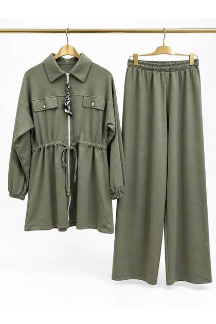 Pocket Detailed Drawstring Waist Pants Set