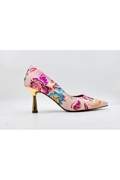 Valley Ethnic Pattern Closed Back 9cm Heeled Shoes