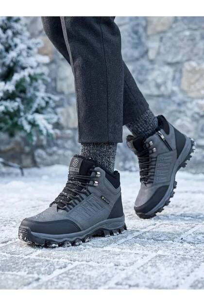 Su Ve Soğuğa Dayanıklı Kışlık Fermuarlı Kürklü Outdoor Bot Ortopedik Kaymaz Taban
