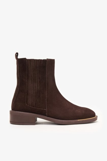 Calypso Brown Suede Leather Chelsea Boots