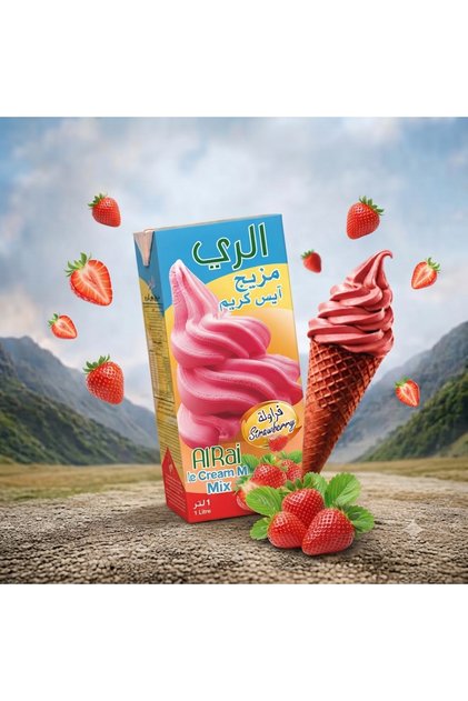 الرى مزيج أيس كريم فراولة 1 لتر