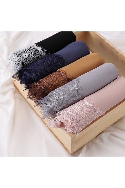 Multiple Colors Lace Edge Hijab Scarf