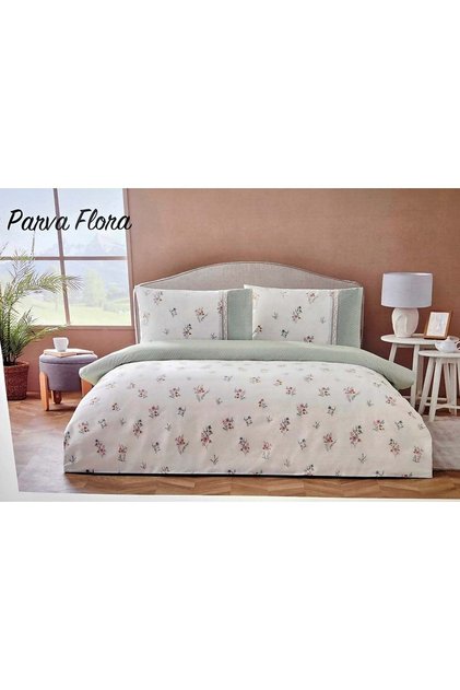 Nev Series -Parva Flora Mint- Double Duvet Cover Set