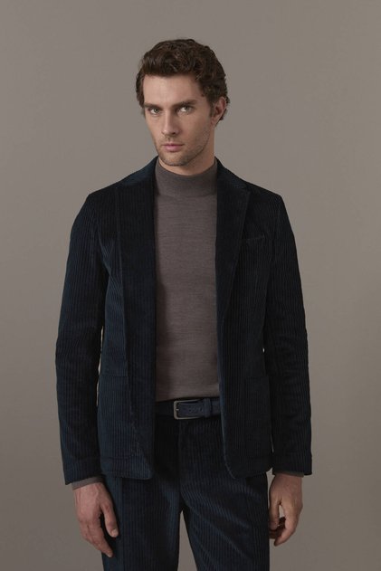 Lacivert Kadife Blazer Ceket