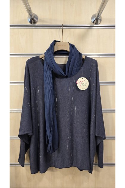 Italian Blouse with Scarf Stone Printed