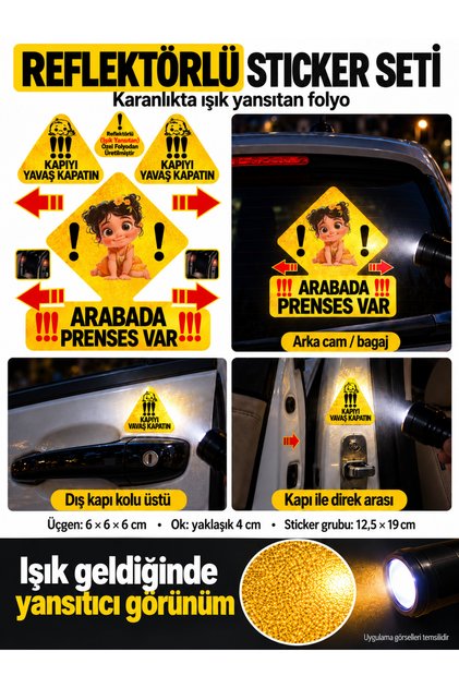 Reflective Baby in Car Sticker Set