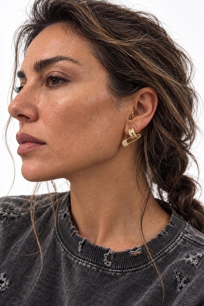 Hook Detailed Hoop Earrings - Pair