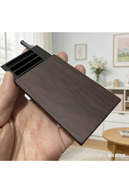 black wooden 8-Compartment Plastic Snuff Kit Container with Sild Lid in Aluminum Straw Pocket Size P