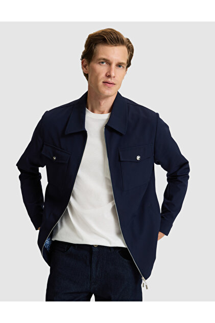 Lacivert Regular Fit Fermuarlı Ceket 50287493-VR033
