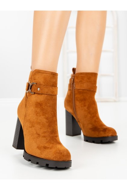 Μποτάκια - Καφέ - Χοντρό τακούνι
