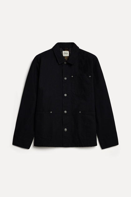Men's Black Regular Fit Buttoned Jacket