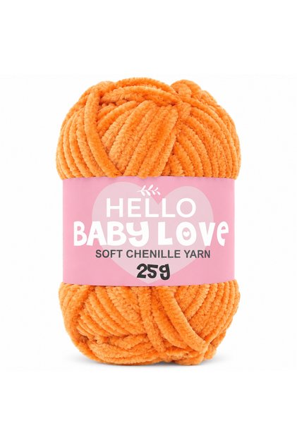 Baby Love 25 Gr Fir de chenille 222 Portocaliu – Fir moale de pluș pentru tricotat și Amigurumi