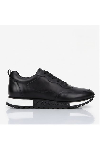 %100 Hakiki Deri Premium Siyah Erkek Spor Ayakkabı Trend Casual Model Özel Taban Serisi