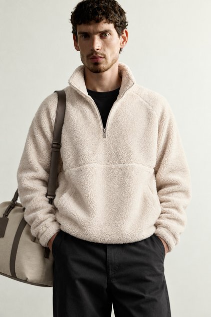 Trend Biz Oversized Half Zipper Mock Neck Plush