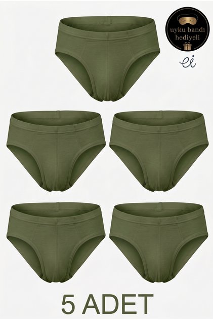 5-Pack Khaki Green 100% Cotton Boys' Underpants - Cotton Slip Underwear - Custom Made Sleep Band with Gift