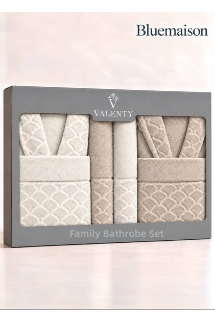 Valenty Midye Jacquard Boxed Bathrobe Set 6 Pieces | Dowry Chest | Boxed | Bathrobe | Hair Towel | Bath Towel |