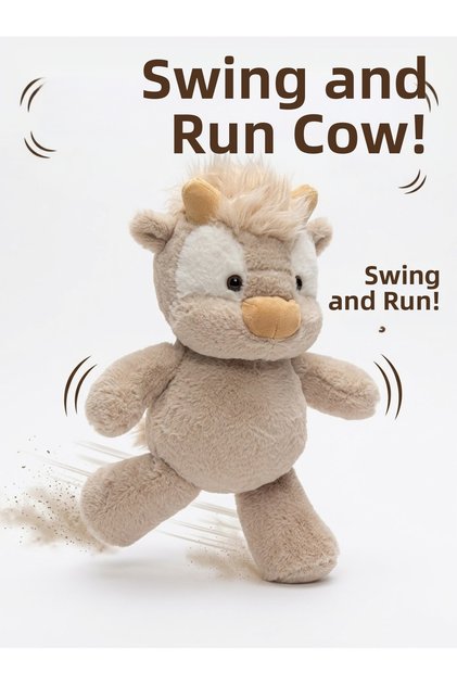 Plush cow running when shake hand cow toy