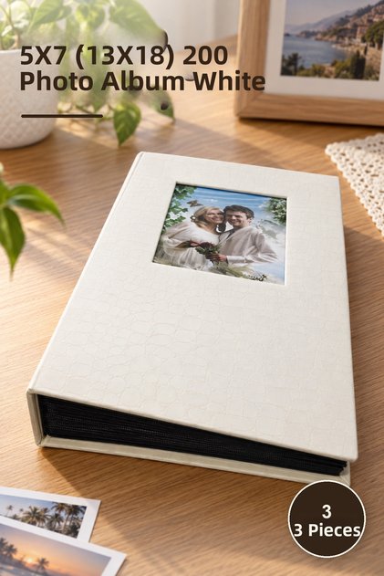 3 pieces 5x7 (13x18) 200-page photo album white