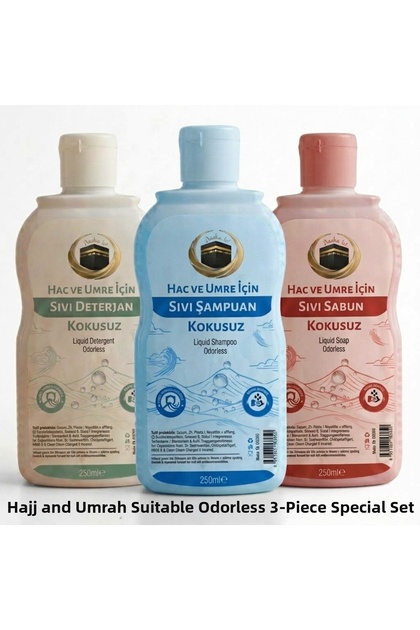 Ihrama Suitable Unscented Soap, Detergent and Shampoo Set for Hajj and Umrah (250 ml)