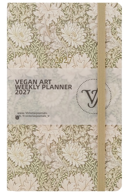 Vegan Art 2027 Weekly Agenda 13X21 Cm. Flexible Vegan Leather Cover.