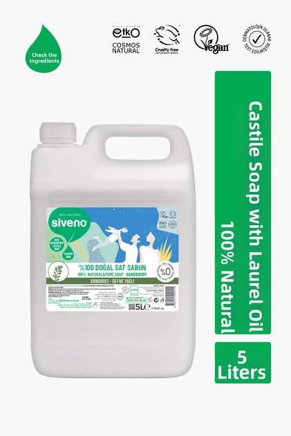 100% Natural Liquid Castile Soap with Laurel Oil Intensive Moisturizing Purifying Herbal Vegan 5000 ml