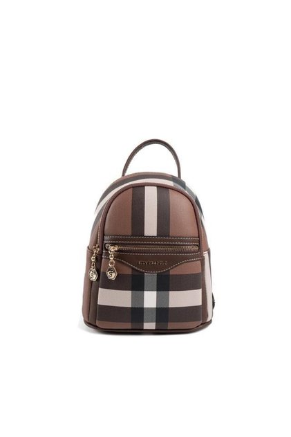 Dark Brown - Brown Plaid Women's Backpack Sp983