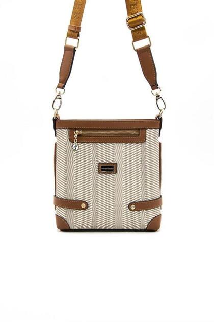 Beige - Tan Straw Women's Crossbody Bag Sp1120