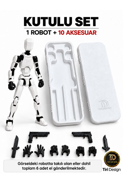 Dummy Robot Kutulu Set Oynar Eklemli Pozlanabilir Figür – Beyaz