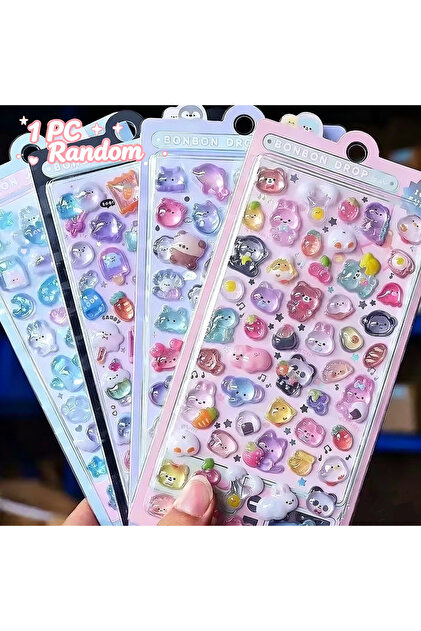 1Pc Cartoon and Beautiful 3D Stereoscopic Acrylic Crystal Stickers for Girls Decorative Stickers